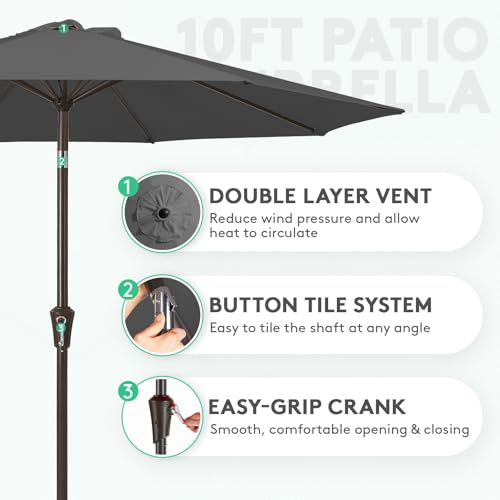 Image of JEAREY 10FT Outdoor Patio Umbrella, Market Umbrella, Gray
