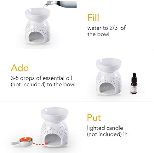 Bochee Wax Melt Burners Essential Oil Burners Set of 2 with Gift Box - Star and Flower Pattern, Aromatherapy Aroma Burner Ceramic Tealight Candle Holder for Home Decor Meditation