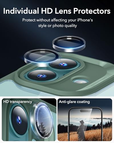 Image of ESR for iPhone 16 Plus Case, Compatible with MagSafe, Full-Body Military-Grade Drop Proof Case with Built-in 9H+ Tempered Glass Screen Protector, Armor Series, Clear Green