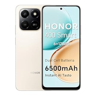 HONOR 400 Smart 4G Smartphone Dual SIM NFC Android 15, 6+128GB, 6500mAh Dual Cell Batteria, 108MP+2MP con Pulsante AI Telefono, 6.77 Pollici 120 Hz Comfort Display, 5 stelle SGS&IP65, Desert Gold