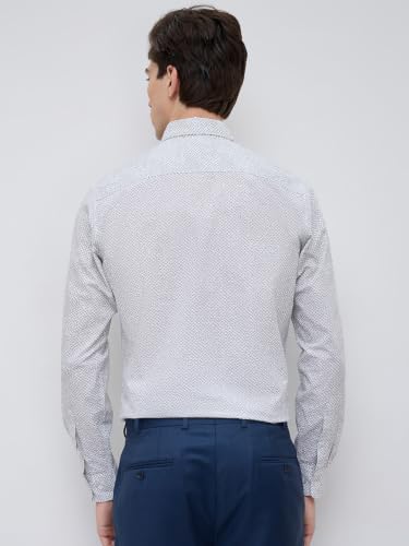 Image of Raymond Men Slim Fit Print Pattern Pure Cotton Regular Collar Full Sleeve Casual Shirt