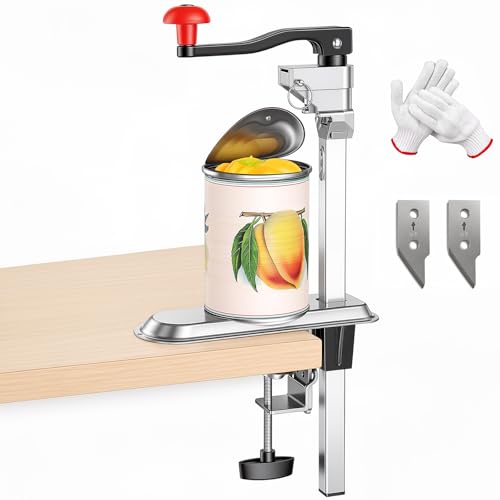 Heavy Duty Tin Opener Table Mount Commercial Can Opener with Replaceable Stainless Steel Blades Manual Tin Opener for Cans Up to 13 Tall Can Open Tool for Restaurant Bar Hotel