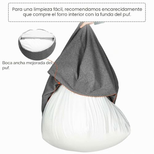 Miniatura 3 de Funda Interior Para Saco De Asiento Lazy Sofá - Funda De Puf Sin Relleno, Pañuelos De Repuesto Para Puf De Tela 1 Unidad, 100 X 120 Cm