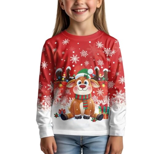 Image of Girls Long Sleeve Shirts Casual Crewneck Soft T-shirts for Girls 3-16 Years Old