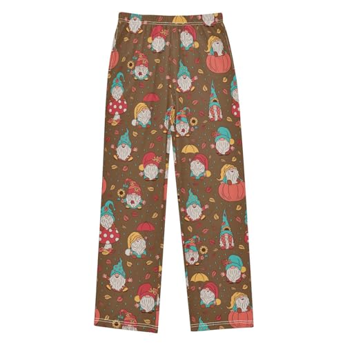 Gnome Autumn Pumpkin Boys Long Pants Soft Trousers Elastic Waist Kids Lounge Bottoms with Pockets S-XL