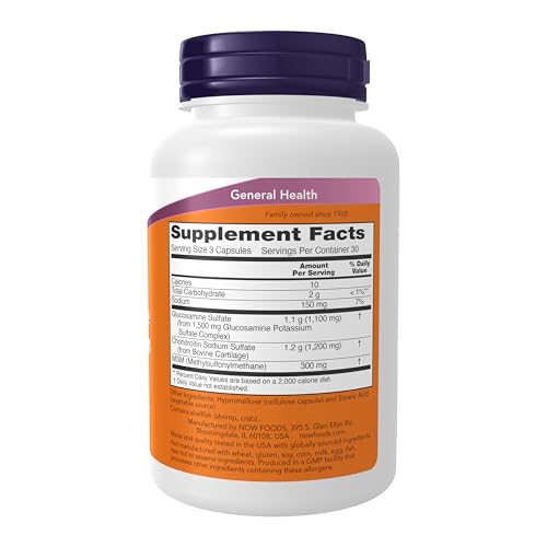 NOW Foods Supplements, Glucosamine & Chondroitin with MSM, Joint Health, Mobility and Comfort*, 90 Veg Capsules - Image 3