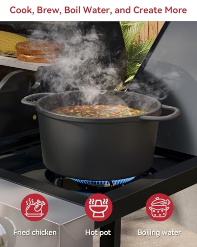 Aoxun 4-Burner Propane Grill with Side Burner, 49000 BTU Gas Grill, Stainless Steel Outdoor Grill with Cast Iron Grates & Side Tables for Backyard, Patio, Camping - Image 6