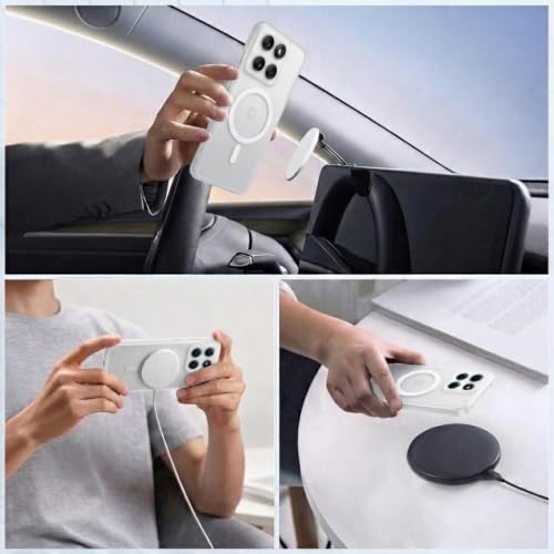 Image of DIZORO Matte Case for Motorola Edge 70 Fusion Compatible with MagSafe, Camera Lens Full Protection, Shockproof Translucent Frosted TPU Soft Phone Cover, Anti-Fingerprint (White)