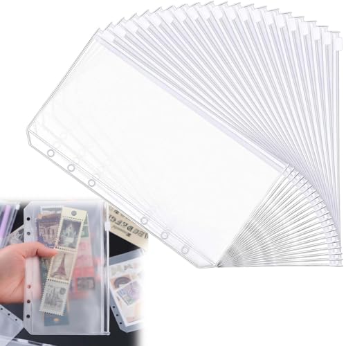 20Pcs Cash Envelopes, PVC Zipper Folders, Budget Binder Pockets, Plastic Notebooks, for Money Cards, Photos