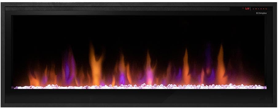 Dimplex 50 Inch Slim Built-in Linear Electric Fireplace Heater | Shallow 4-Inch Depth with LED Multi-Color Flames | Remote and Acrylic Crystal Ember Bed Included | Thin Flush Mount | 1500W - Thumbnail 2