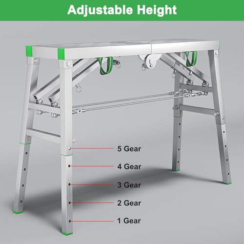 Andamio plegable portátil con plataforma de trabajo ajustable de acero 4