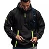 LBL Men's Hoodies Casual Pullover Hooded Sweatshirt Long Sleeve Quarter Zip Hoody Tops With Kangaroo Pocket APH055 Black XXL #1