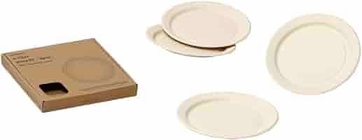 Amazon｜ideaco(イデアコ) 大皿 4枚セット オフホワイト b fiber