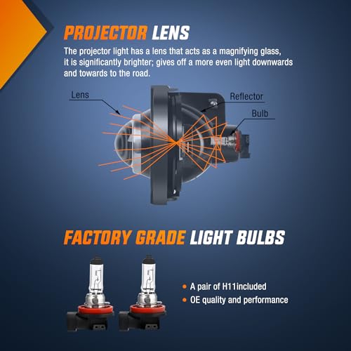 Image of Nilight Fog Light Assembly Compatible with 2011 2012 2013 2014 Chrysler 300 | Bumper Driving Lamps with Projector Lens and H11 12V 55W Halogen Bulbs Driver Side and Passenger Side