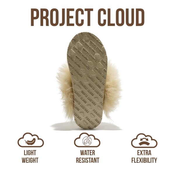 Image of Project Cloud Genuine Leather Slippers for Women with Genuine Fur Lining, Non-Slip Indoor /Outdoor Clog Mule Slippers, Memory Foam Insole