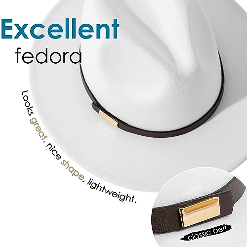 Image of Fedora Hats for Men Wide Brim Panama Hat with Classic Belt
