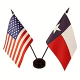 Zigvert America & Texas Twin Desk Flag, US Texas Table Flags, 8 x 5 Inches American & Texas Deluxe D