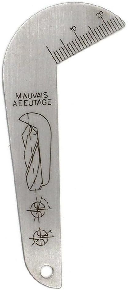 Double Sided Drill Gauge 118° Stainless Steel Measuring Tool for Drill Angle Inspection 0-20mm Range Metalworking Grinding Gauge with Measuring Sketches for CNC Manufacturing Applications