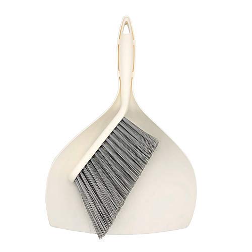 Mini Dustpan and Brush Set - Etable Stylish Sweeping Equipment with Ergonomic Handle for Easy Sofa, Desk, Car Trunk & Seats, Pet House Cleaning - Durable Non-Scratch Angled Bristles for Corner(White)