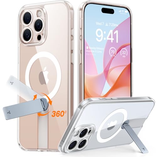 TORRAS 360 Stand & Magnetic Shockproof for iPhone 16 Pro Case with Full Camera Protection, Fit for MagSafe, 16FT Military Grade Shockproof Slim Phone