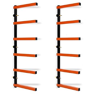 ECOTRIC Max 600 lb Steel 6 Shelf Lumber Storage Rack Wall-Mounted Wood Pipes Rack