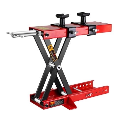 Motorcycle Lift Scissor Jack Steel Wide Deck Hoist Crank Center Stand 1100 LBS Capacity for Motorcycles, ATVs, Dirt Bikes