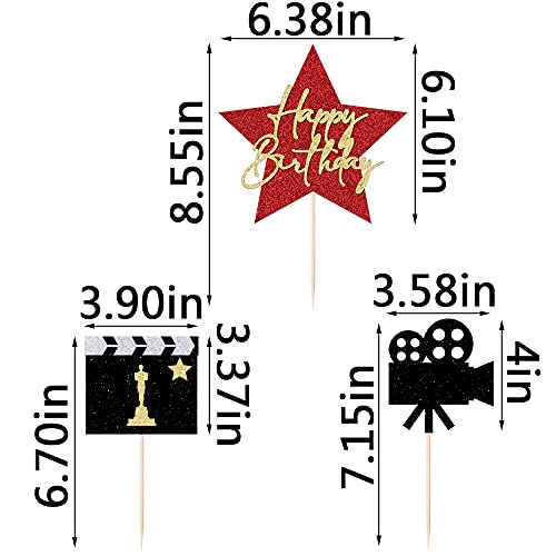 Qertesl Happy Birthday Movie Cake Topper , ,Movie Night Cupcake Toppers Decoration,Hollywood Theme Cake Party Decoration. #TOP2