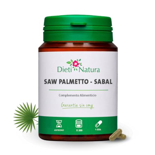 Dieti Natura Saw Palmetto 200 Cápsulas - Apoyo Natural para la Salud Prostática y Urinaria Masculina - Alivio de la Hiperplasia Benigna y Mejora del Flujo Urinario - Fórmula Tradicional