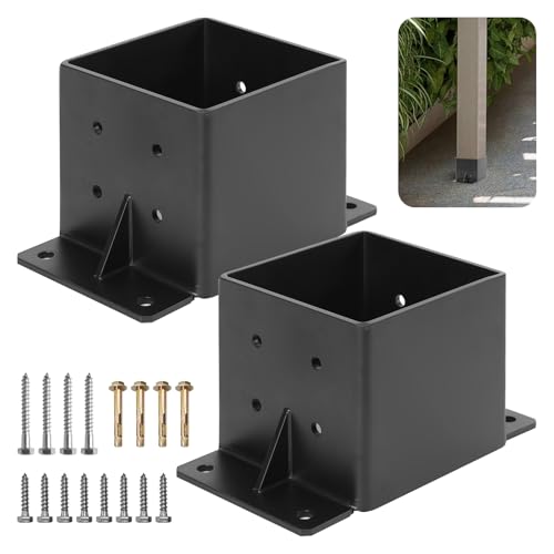 Reviews y listado de Bases para postes de madera tabla con los diez mejores. 37 Rasugarlary - Base de poste de 6 x 6 pulgadas, 2 soportes de anclaje de poste resistentes de 5 mm de grosor, soporte de base de madera, soportes de pérgola para pabellón,...