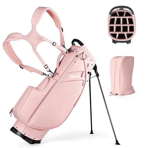 14-Way Pink Golf Bags for Women Golf Stand Bag Adjustable Shoulder Straps Rain Cover Multiple Pockets