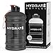 HYDRATE XL Jug botella de agua deportiva de 2,2 litros sin BPA y con tapa abatible ideal para el gimnasio (Negro)