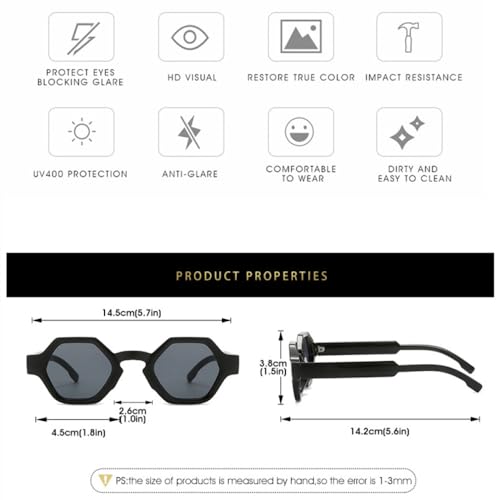 Lunettes de soleil carrées polygone finitions premium design rétro nuances de créateur