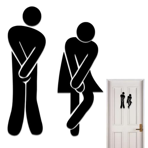 WC Türschild Toilette Selbstklebend, Mann Frau WC Schild Lustige Gästetoilette WC Schilder Schwarz Tür Wandaufkleber Abnehmbare Badezimmer Schild Toilettenschilder
