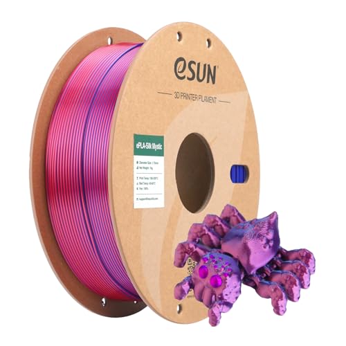 Image of eSUN Silk Mystic PLA Filament 1.75mm, Shiny Silk Three Color Co Extrusion 3D Printer Filament, 1KG (2.2 LBS) Spool 3D Printing Color Change Filament for 3D Printers,Blue Red Purple
