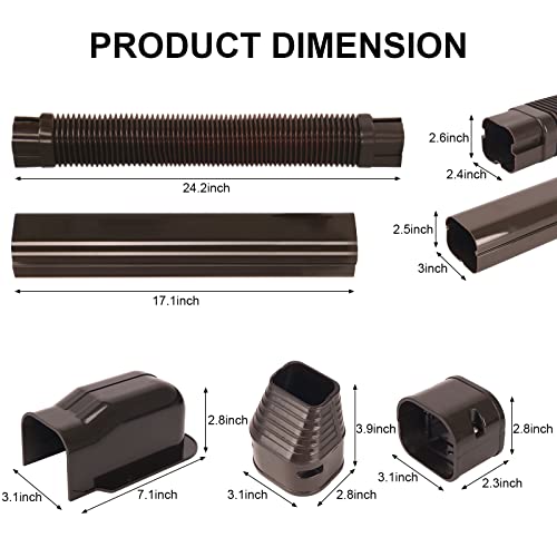 Kalkehay 3" W X 9Ft L Line Set Cover Kit For Ductless Mini Split Air Conditioners Brown Pvc Decorative Cover For Central Ac And Heat Pump Systems Tubing Cover #TOP3
