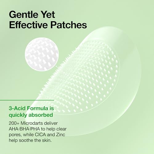 Anua Triple Acid Spot Care Microdart Patch, Deep, Early Stage Spot, 200+ Microdarts with AHA + BHA + PHA, Centella, Hydrocolloid Patch for Overnight, Non-Comedogenic, Korean Skin Care (12ea)