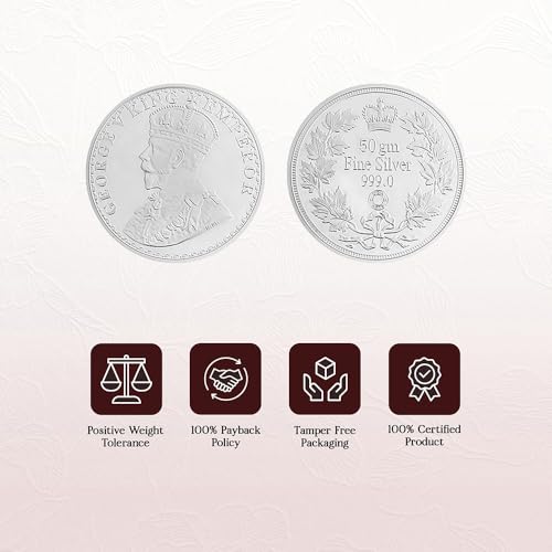 Image of TOUCH925 Pure 999 Silver 100 gram George V King Emperor Coin | Authenticity Certificate | Antique Collectible Coin | Silver Coin for Investment, Gifting, Display and Anniversary