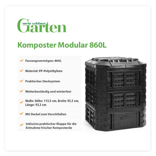 Foto von myGardenlust Komposter eckig - Schnellkomposter aus Kunststoff - Thermokomposter als praktisches Stecksystem - Kompostierer stabil und hochwertig - Composter für Garten-Abfälle - 860L