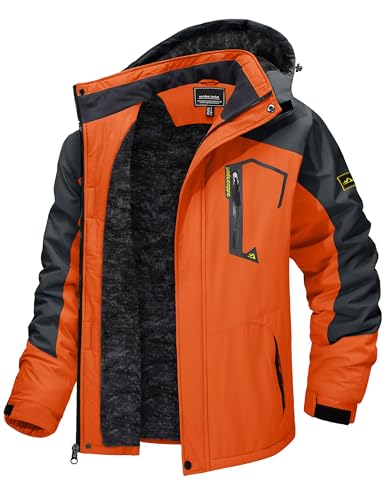 Image of TACVASEN Men's Winter Ski Jacket Waterproof Snow Coats Snowboard Fleece Lining Jacket Warm Parka with Hooded,Standard Length