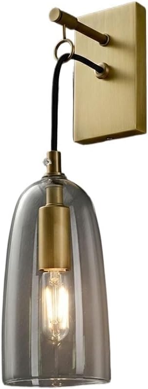 Luxury Brass Wall Sconce, Clear Bell Glass Shade with Satin Finish, Mid Century Wall Light, Nordic Indoor Wall Lamp for Bedroom, Bedside, Hallway, Living Room, Entryway Parlor