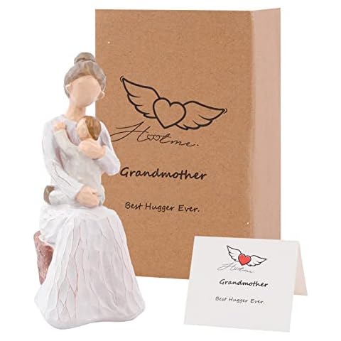 Grandmother And Child Sculptures Grandma And Child Figurines - Hand Carved Statue- A Gift To Celebrate Mother'S Day, Grandmother'S Birthday Cover