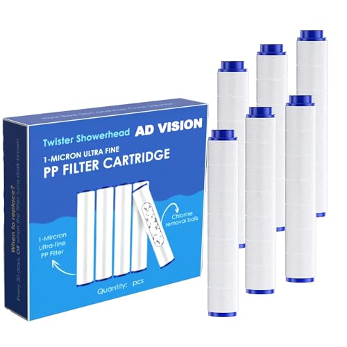 AD-VISION SGS Certified Replacement Filters (6-Pack) for High Pressure Shower Head - Hard Water Softener Cartridge with Calcium Sulfite - Removes Chlorine, Rust & Sand to Prevent Hair Loss