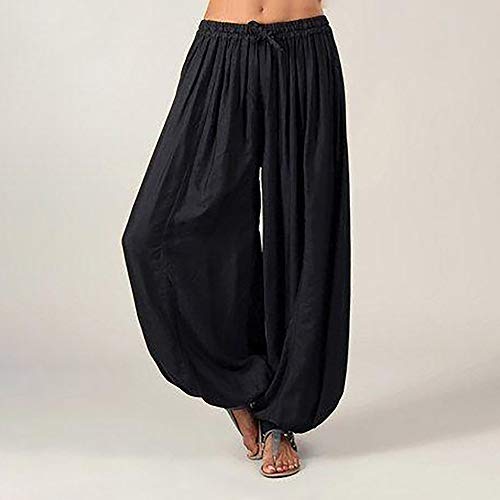 Womens Comfy Bohemian Yoga Pants Tapered Elephant Travel Harem Pants Jogger Elastic Waist Loose Linen Lounge Trousers2
