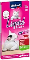 Vitakraft Liquid Snack, Katzen Leckerli, Katzensnack cremig, mit Rind und Katzengras, in einzelnen Sachets, für eine gesunde Darmflora (1 Paket mit 6x 15g)