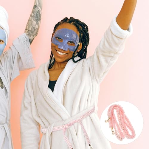 LOGOFUN Traditional Japanese Kimono Sash Belt with Faux Pearl Decor for Women Elegant Yukata Waistband Accessory in Pink Bridal Weddings3