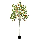 Funzhan 6 Feet Fake Orange Tree Large in Pot Outdoor Artificial Orange Tree Faux Plant with Realistic Citrus and Leaves Decor Indoor Simulation Tree for Home Living Room Office
