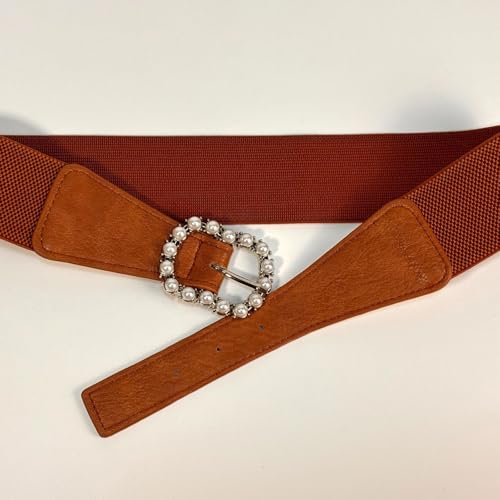 Women Elastics Wide Waist Belt Stylish Costume Belt PU Leather Waistband for Various Occasion4