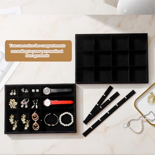 Image of Large Velvet Jewelry Tray Display Drawer Inserts 2 Pack