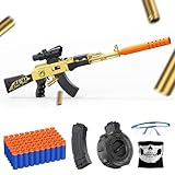 Toy Gun with Soft Bullets Shell Ejecting, Manual Foam Blasters Guns with 60 Bullets,Sniper Rifle with Scope, Toy Gun Birthday Gift, Gold