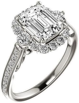 JEWELERYN 4 CT Emerald Colorless Moissanite Engagement Rings Set for Women/Her, Wedding Bridal Ring Set, Eternity Sterling Silver Solid Diamond Solitaire Prong Anniversary Promise Gift for Ring